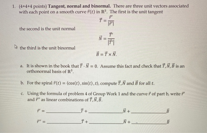 Solved 2 4 4 4 4 Points Arc Length And Curvature For Chegg Com