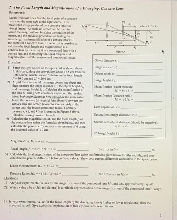 Solved Objectives 1. Introduce The Thin Lens Equation And | Chegg.com