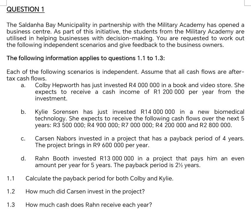 Solved The following information applies to question 1.4 Chegg