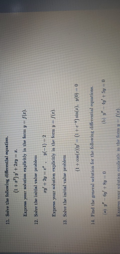 Solved 11. Solve the following differential equation, (1+) y | Chegg.com