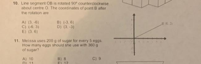Solved 10. Line segment OB is rotated 90∘ counterclockwise | Chegg.com
