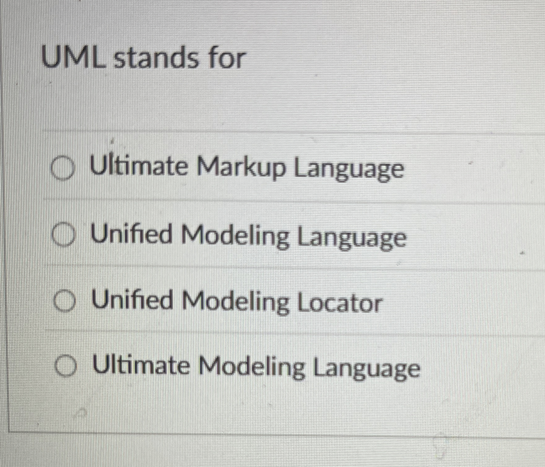 Solved UML stands forUltimate Markup LanguageUnified | Chegg.com