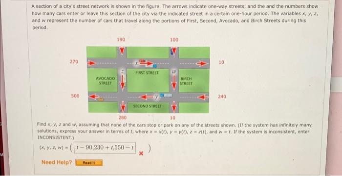 Solved A section of a city's street network is shown in the | Chegg.com