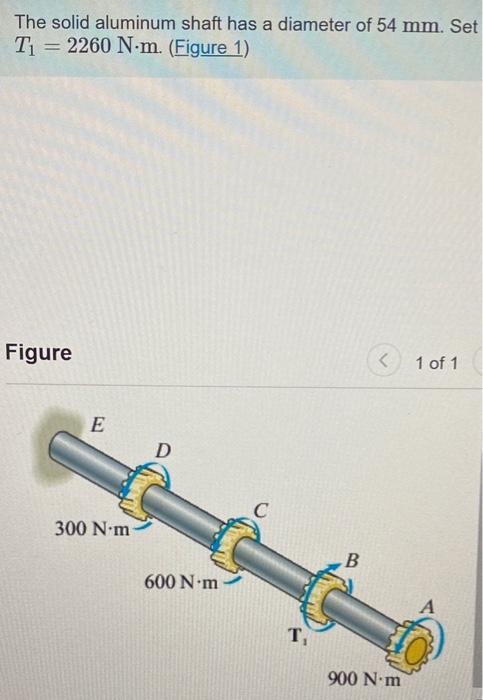 Solved The solid aluminum shaft has a diameter of 54 mm. Set | Chegg.com