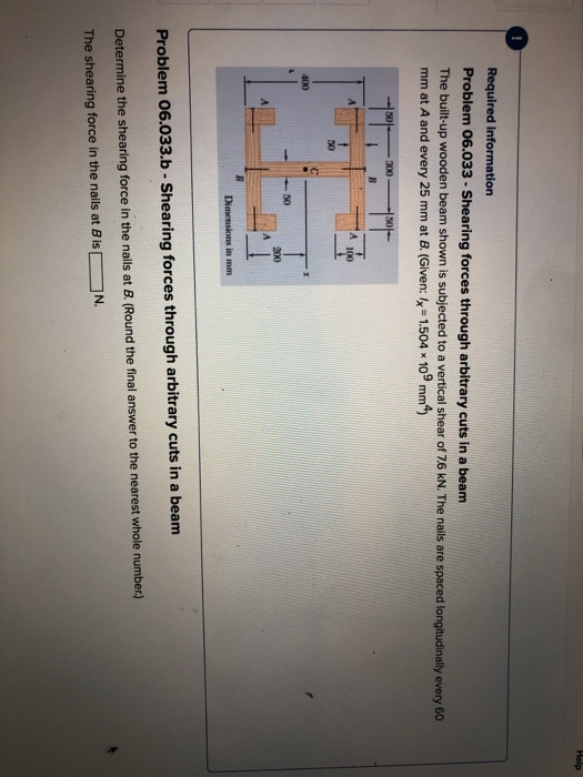 Solved Required Information Problem 06.033 - Shearing Forces | Chegg.com