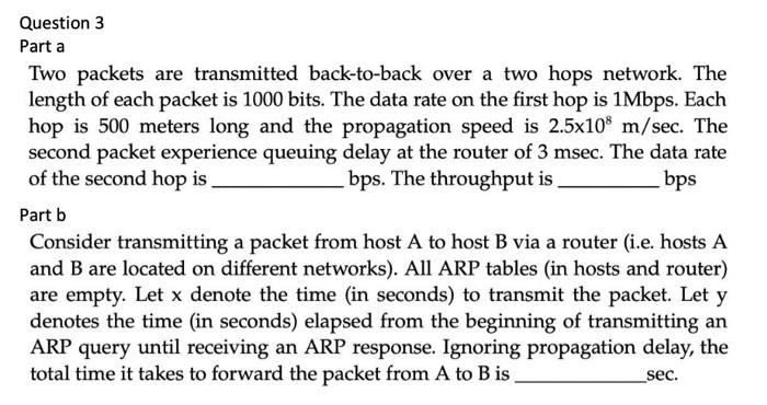 Solved Part a Two packets are transmitted back-to-back over | Chegg.com