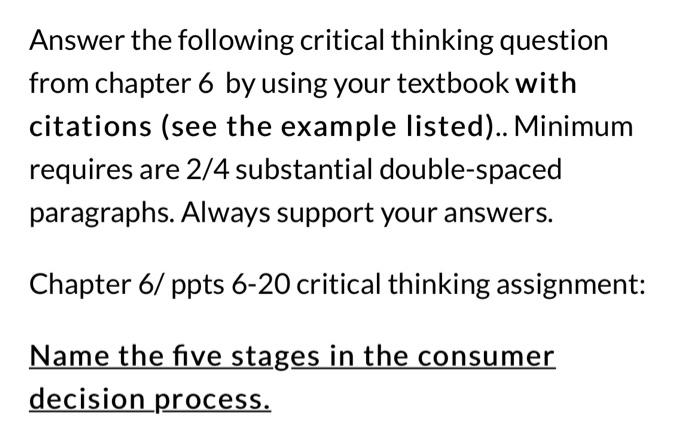 chapter 6 critical thinking answers