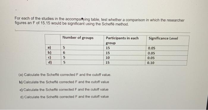 Solved For each of the studies in the accompanying table, | Chegg.com