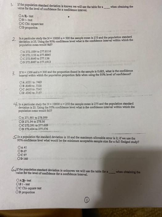 Solved 1. If the population standard deviation is known we | Chegg.com
