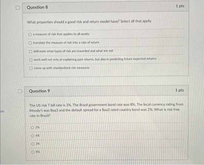 Solved What properties should a good risk and return model | Chegg.com ...