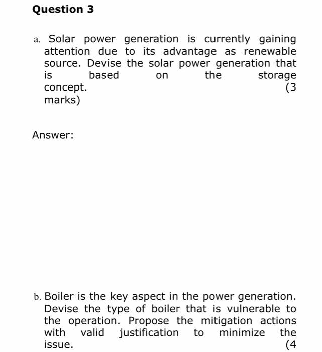 Solved Question 3 A. Solar Power Generation Is Currently | Chegg.com