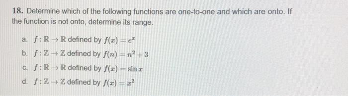 Solved 18. Determine which of the following functions are | Chegg.com