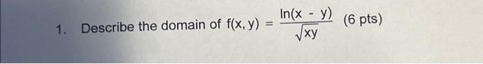 \( f(x, y)=\frac{\ln (x-y)}{\sqrt{x y}}(6 p t s) \)