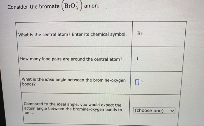 Solved Consider the bromate Broz ) anion. What is the | Chegg.com