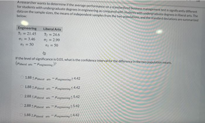 Solved A researcher wants to determine if the average | Chegg.com