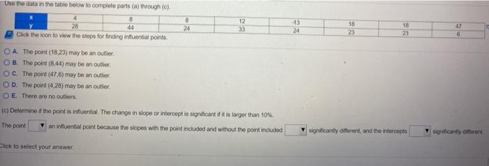 Solved Use the data in the table below to complete parts (a) | Chegg.com