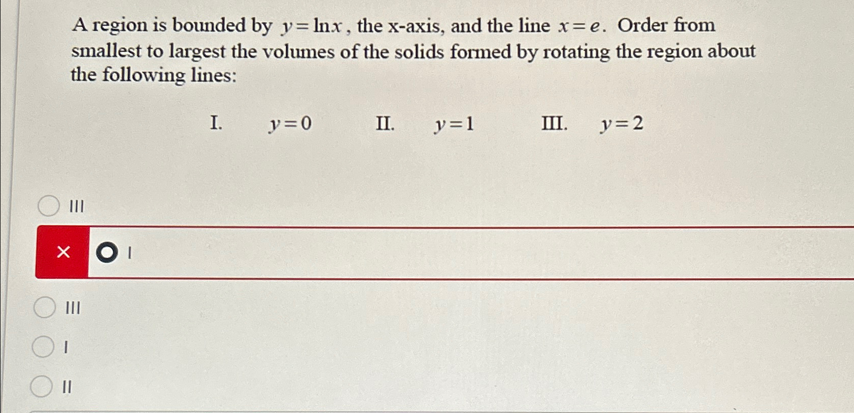 Solved A region is bounded by y=lnx, ﻿the x-axis, and the | Chegg.com