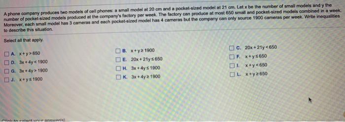 Solved A Phone Company Produces Two Models Of Cell Phones A Chegg Com