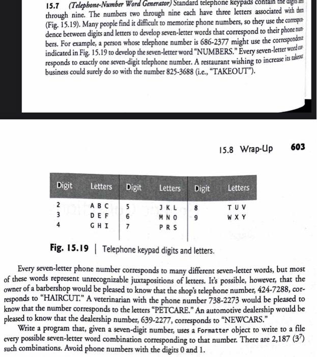 15.7 (TelephoneNumber Word Generator) Standard