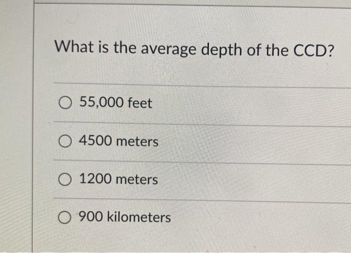 Dosering Algebraïsch residu Solved What is the average depth of the CCD? O 55,000 feet O | Chegg.com