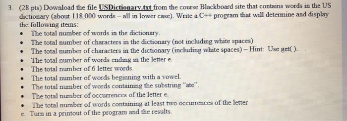 Solved 3. (28 pts) Download the file USDictionary.txt from | Chegg.com