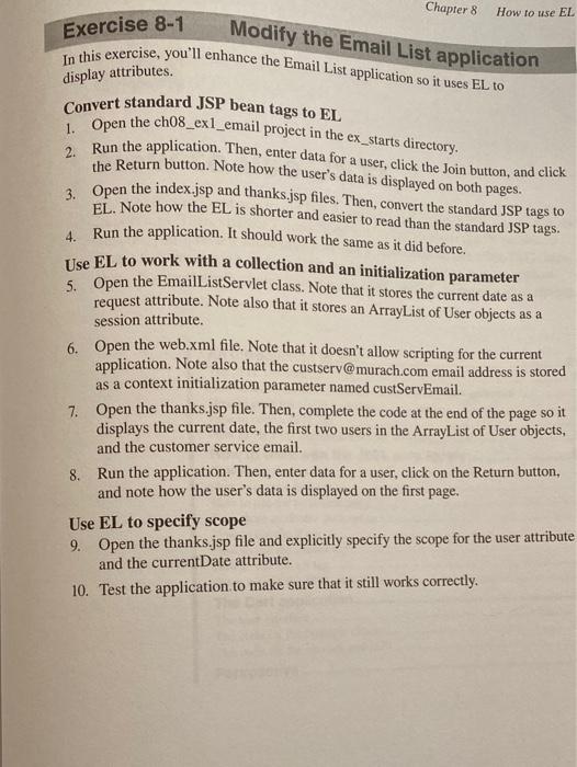 Solved Chapter 8 How to use EL Exercise 8-1 Modify the Email | Chegg.com