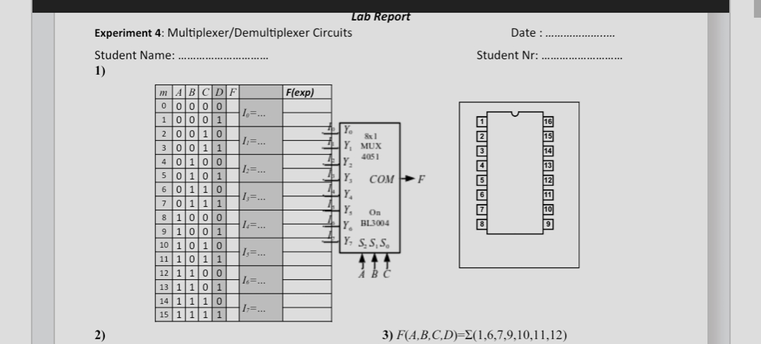 multiplexer and demultiplexer lab experiment