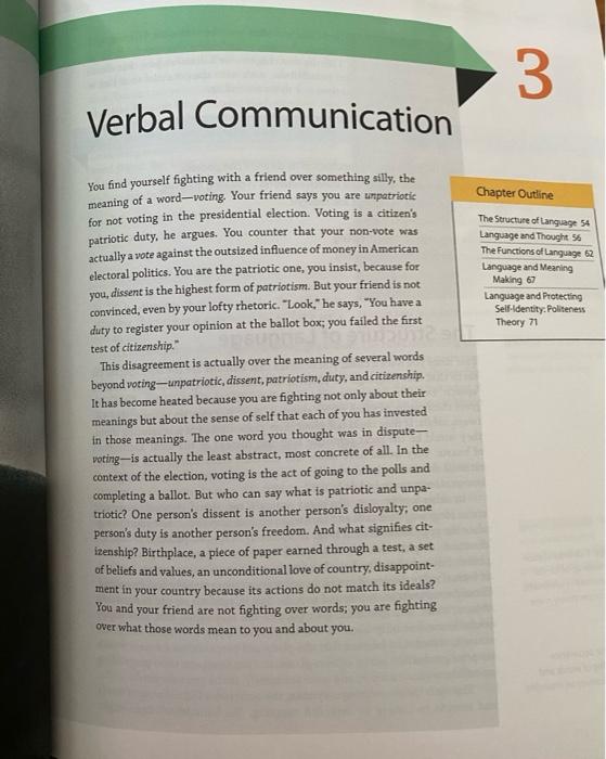 Solved 3 Verbal Communication Chapter Outline The Structure | Chegg.com