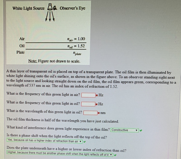 Light Source Material Observer Example Solved White Light Source QA Observer's Eye Air nair = 1.00 | Chegg.com