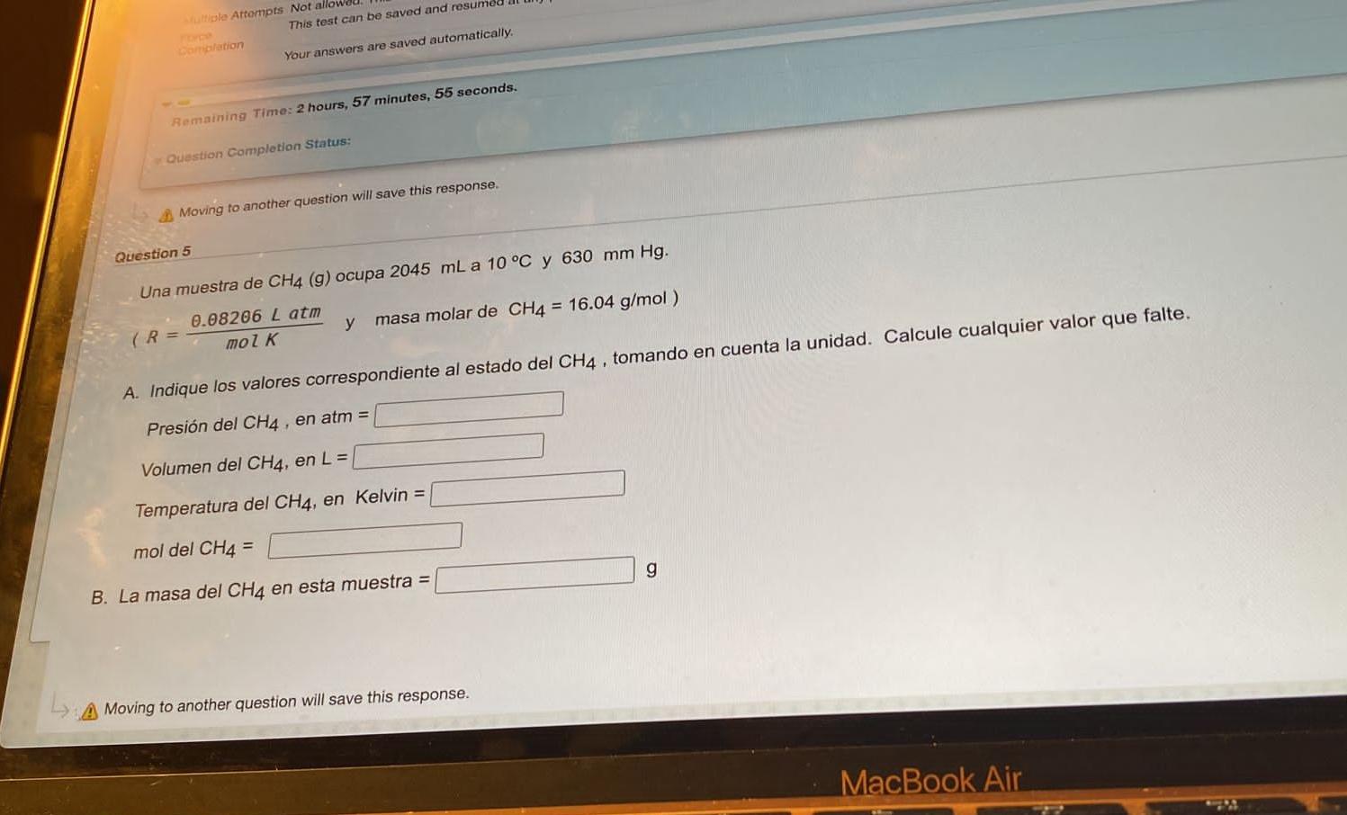 Multiple Attempts Not allowe This test can be saved and resumed Force Completion Your answers are saved automatically. Remain