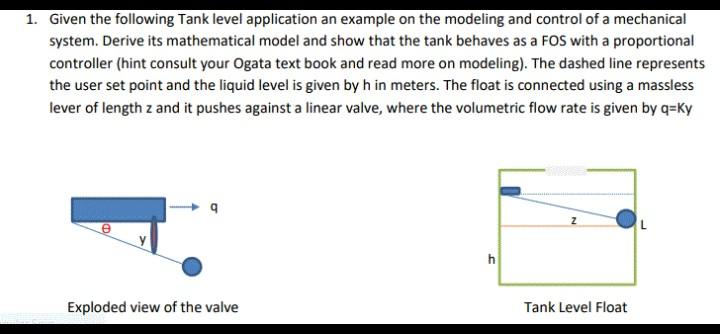 Solved 1. Given the following Tank level application an | Chegg.com