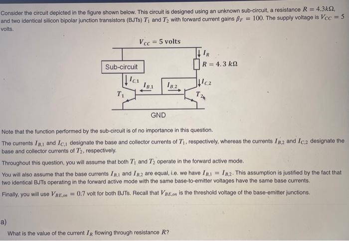 Solved Consider The Circuit Depicted In The Figure Shown | Chegg.com