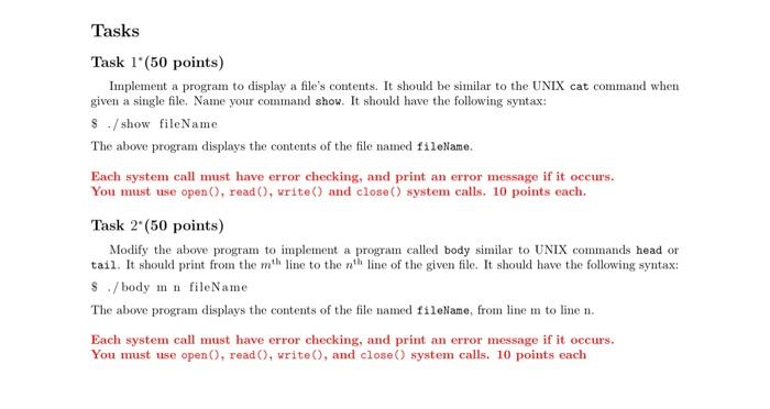 Solved Tasks Task 1'(50 points) Implement a program to | Chegg.com