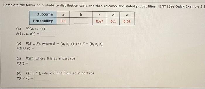 Solved Complete the following probability distribution table | Chegg.com