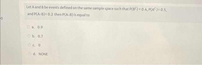 Solved Let A and B be events defined on the same sample | Chegg.com