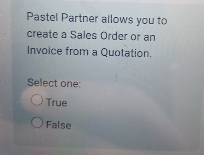 Solved Pastel Partner allows you to create a Sales Order or