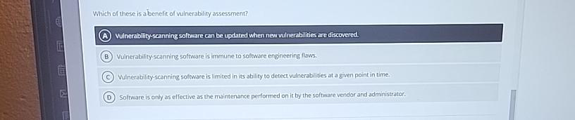 Solved Which of these is a benefit of vulnerability | Chegg.com