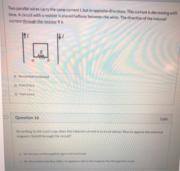 Solved Two parallel wires carry the same current I, but in | Chegg.com