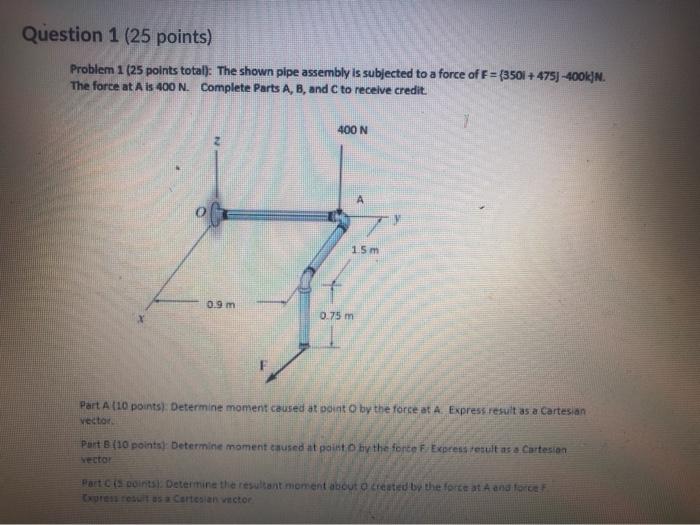 Solved Question 1 (25 points) Problem 1 (25 points total): | Chegg.com