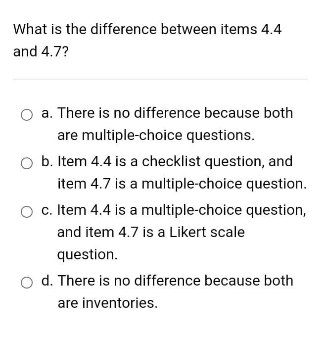 Solved What is the difference between items 4.4 and 4.7 ? a. | Chegg.com