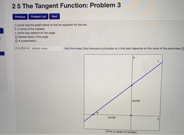 Tangent Function Problems Solved 25 The Tangent Function: Problem 3 Previous Problem | Chegg.com