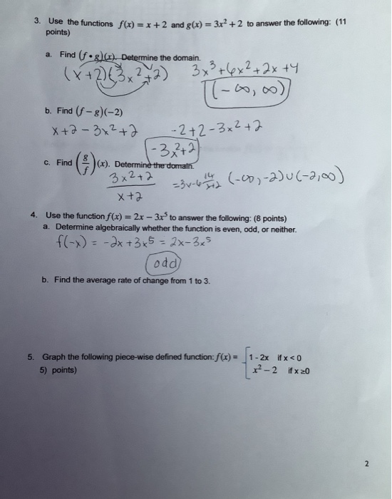 Solved 3. Use The Functions F(x) = X +2 And G(x) = 3x² + 2 | Chegg.com