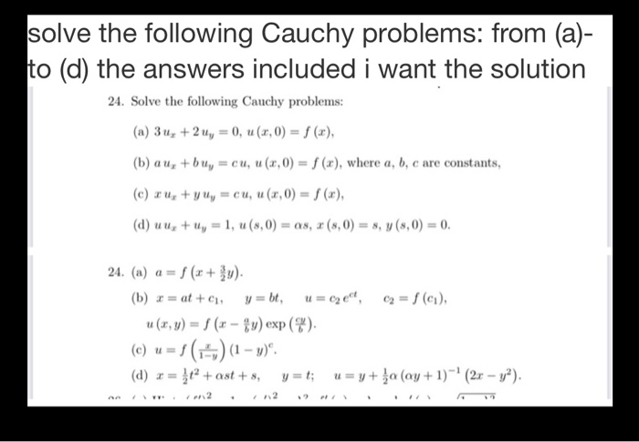 Solved Solve The Following Cauchy Problems From A To Chegg Com