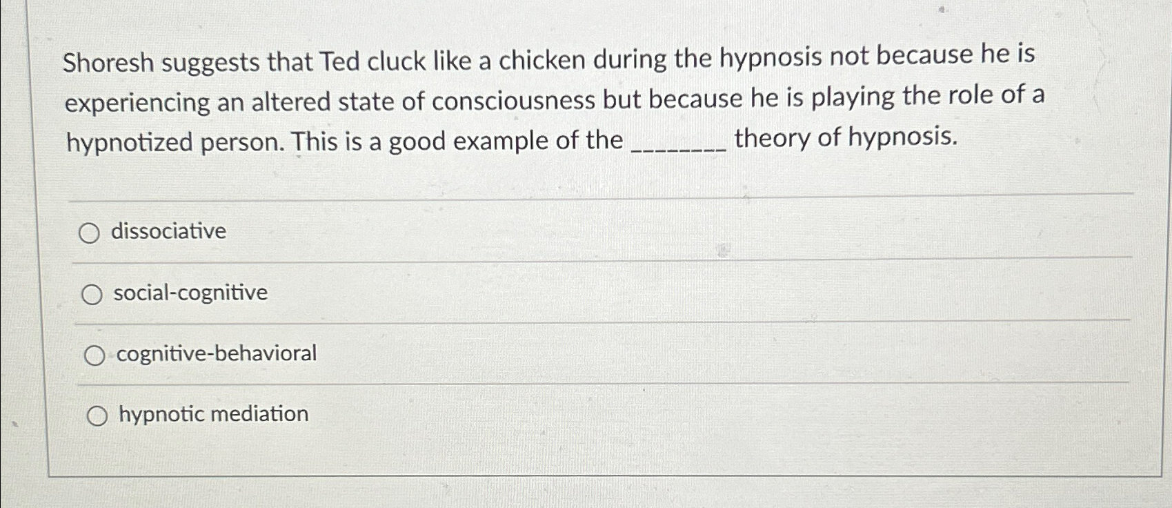 Solved Shoresh suggests that Ted cluck like a chicken during | Chegg.com