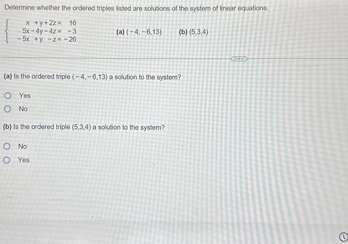 Solved Determine Whether The Ordered Triples Listed Are | Chegg.com