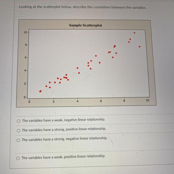 Solved Looking at the scatterplot below, describe the | Chegg.com