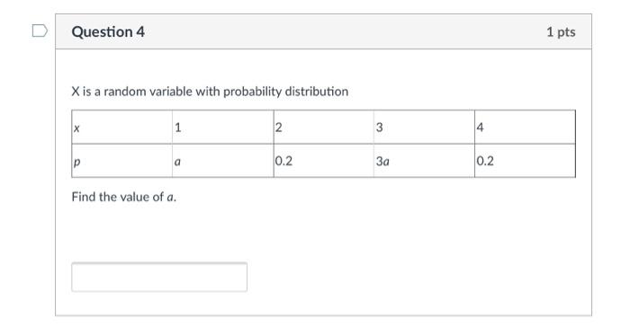 Solved Question 3 1 pts Let X be a random variable with | Chegg.com