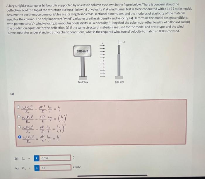 Solved Alarge, rigid, rectangular billboard is supported by | Chegg.com