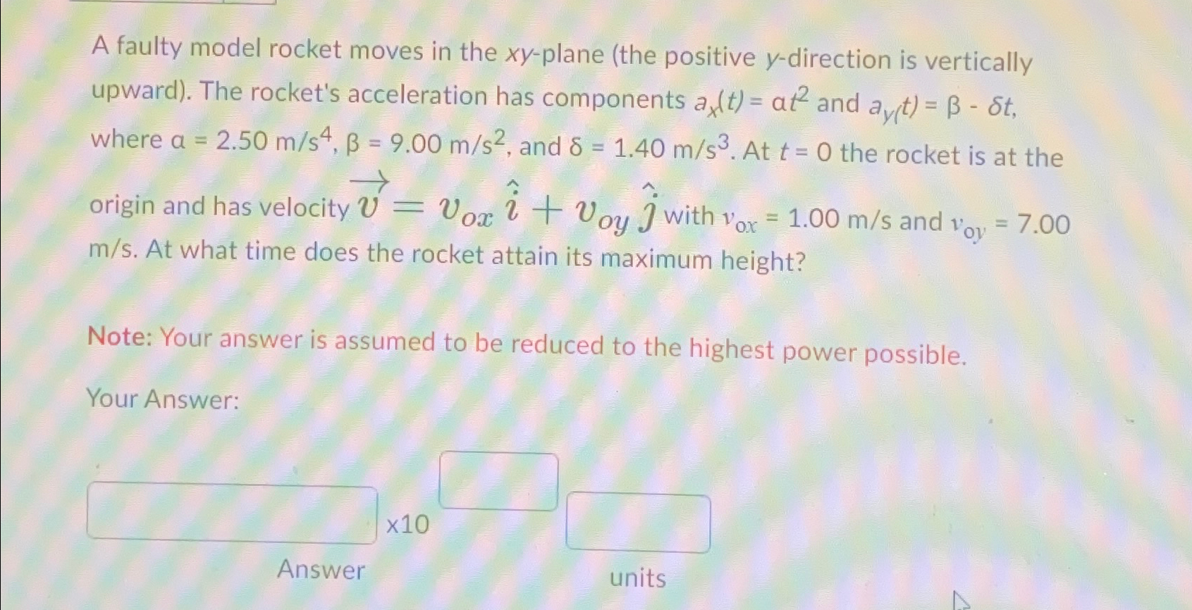 Solved A faulty model rocket moves in the xy-plane (the | Chegg.com