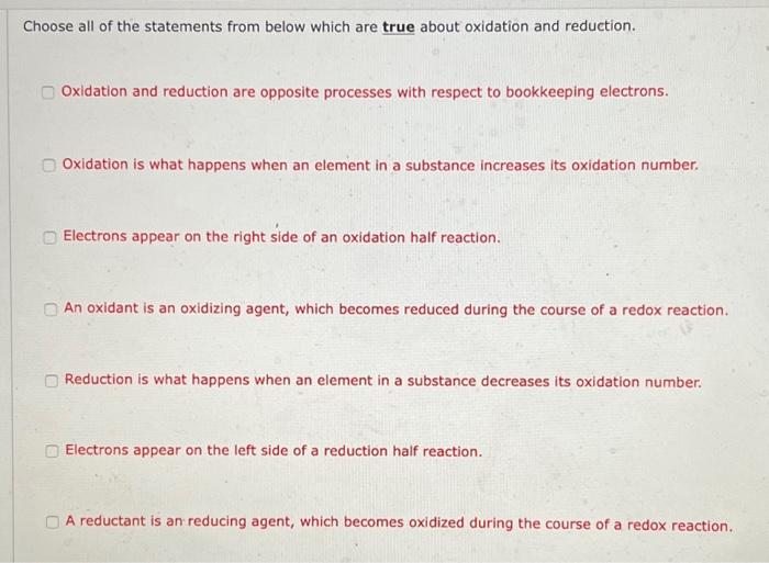 Solved Choose all of the statements from below which are | Chegg.com